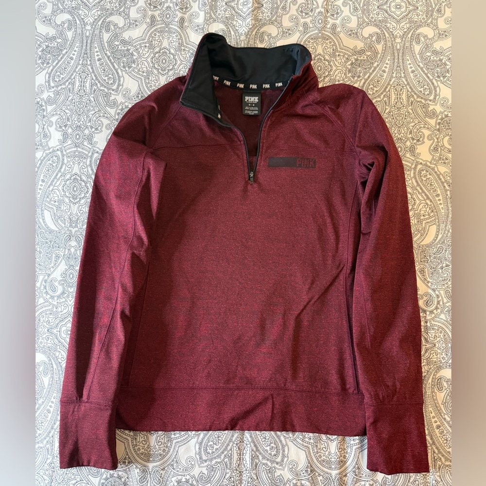 Victoria's Secret PINK Women’s Burgundy Quarter Zip Sweatshirt